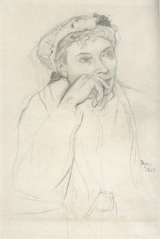 Edgar Degas Study for woman seated Beside a vass of flowers oil painting picture